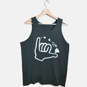 UNBRANDED Men Retro Surfing Hawaii Long Board Gray Sleeveless Muscle Tank Top L